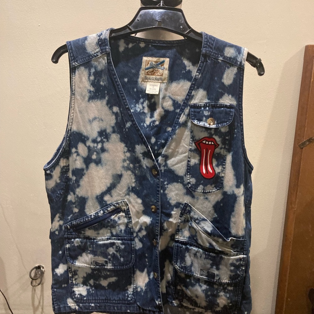 Bleached rockstar cargo denim vest